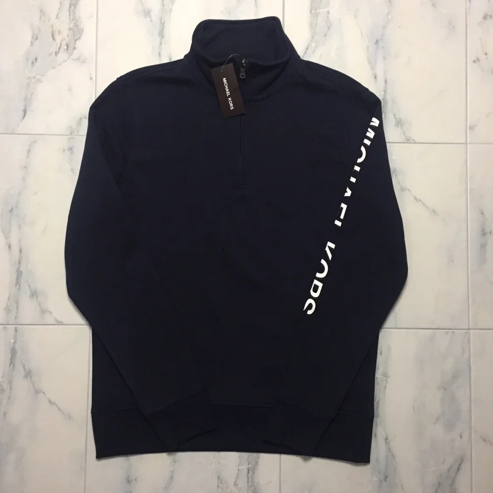 Michael Kors Midnight Turtleneck Sweatshirt Sweater 1/4 Zip Up MK NWT Logo - Picture 3 of 8